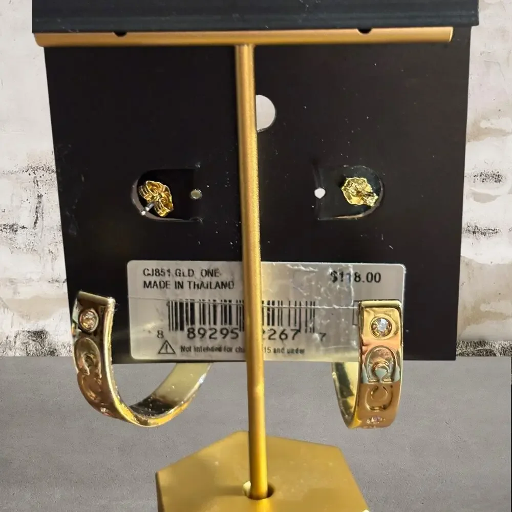 NEW Coach Gold Hoop Earrings - Picture 2 of 4